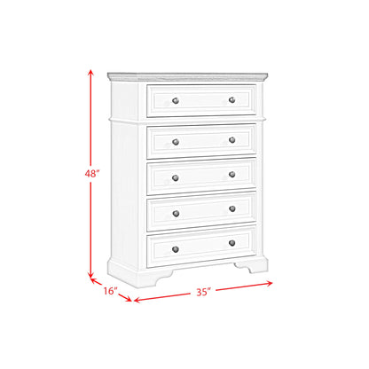 Eastwood - Youth 5-Drawer Chest - Brown And White