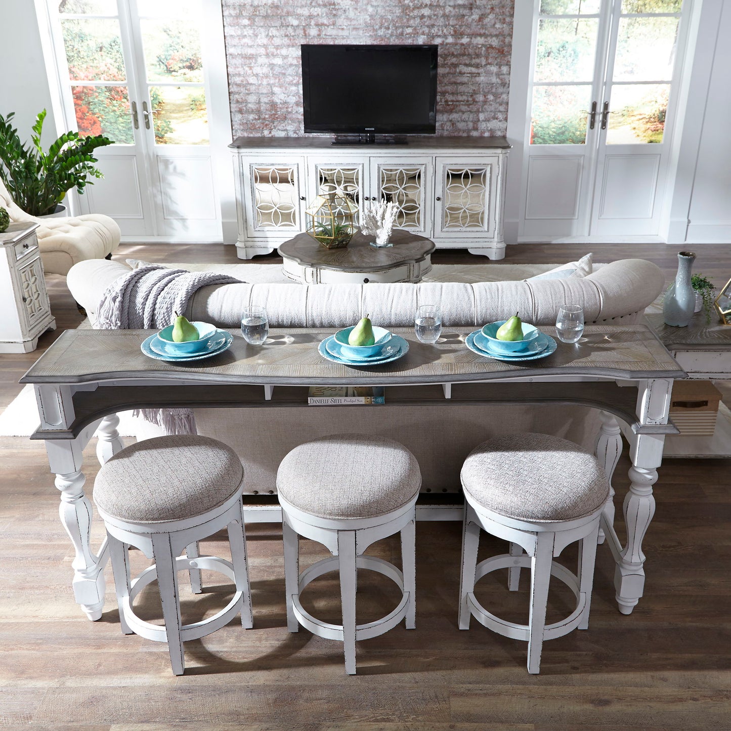 Magnolia Manor - Console Swivel Stool - Antique White