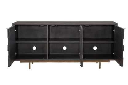 Adrienne - Server - Sandblasted Dark Brown & Antique Gold Metal