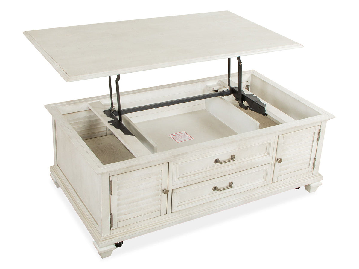 Newport - Lift Top Storage Cocktail Table (With Casters) - Alabaster