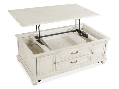 Newport - Lift Top Storage Cocktail Table (With Casters) - Alabaster