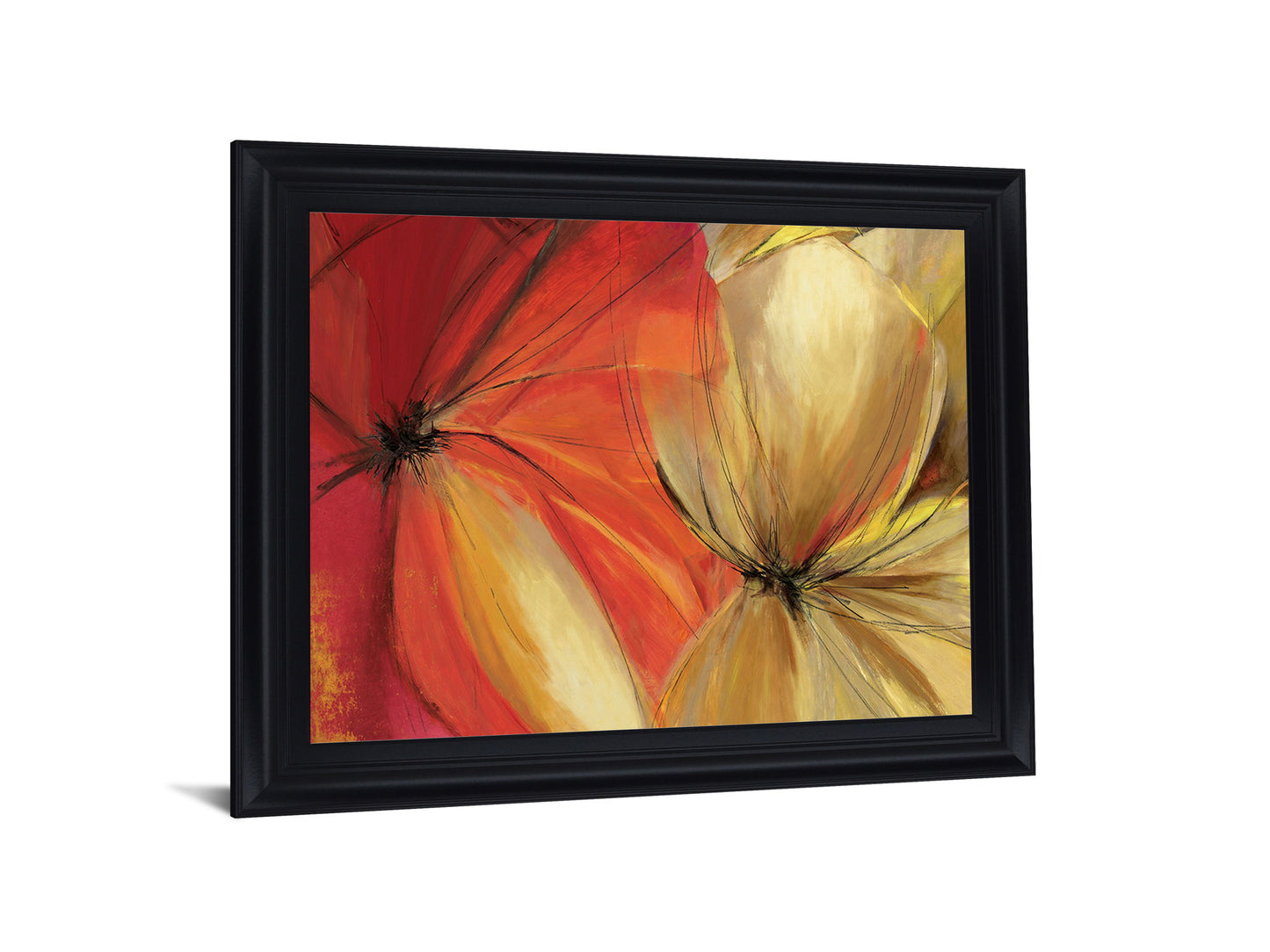 Radiant Petal Whisper - 28" x 34" Framed Wall Art - Orange
