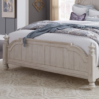 Farmhouse Reimagined - King Poster Footboard - Antique White / Chestnut Tops