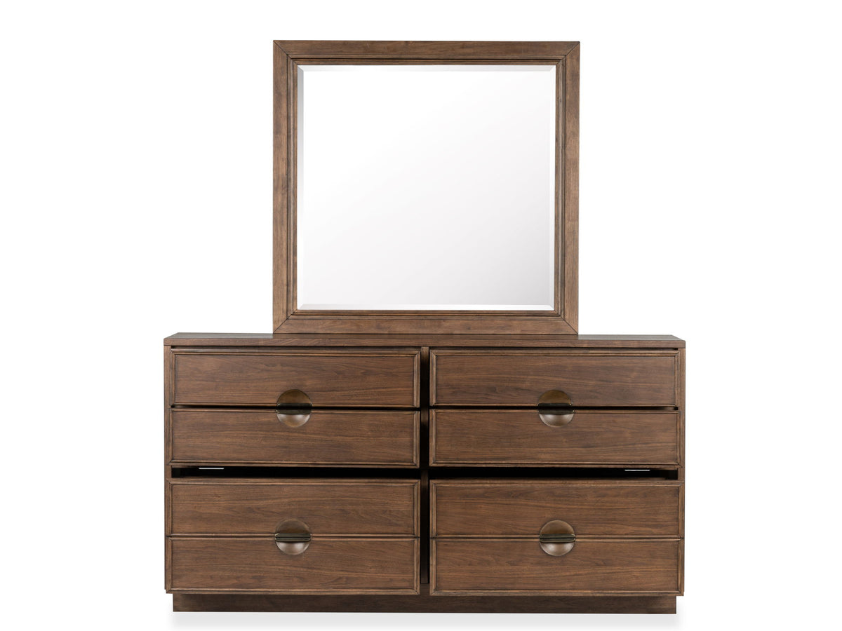 Selena - Double Drawer Dresser With Landscape Mirror - Brown
