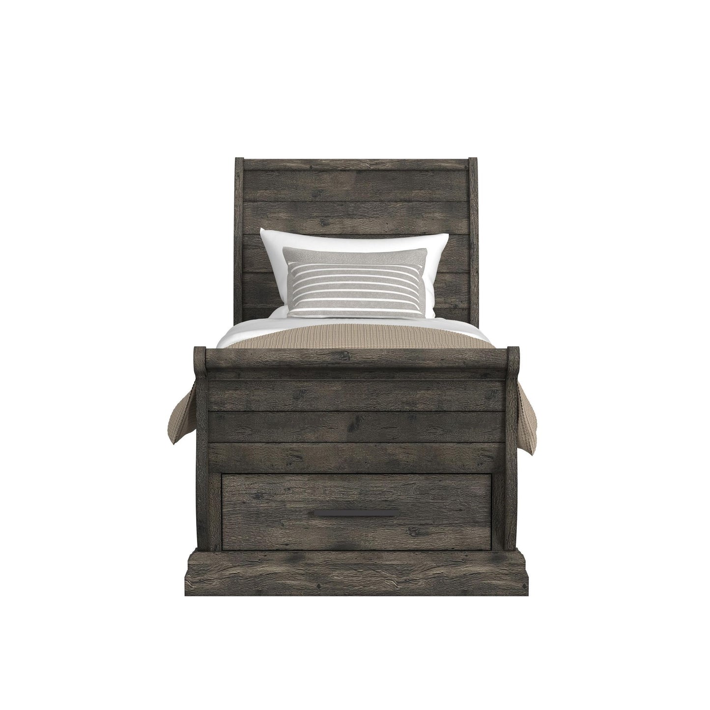 Park Ridge - Twin Sleigh Storage Footboard With Slats - Charcoal