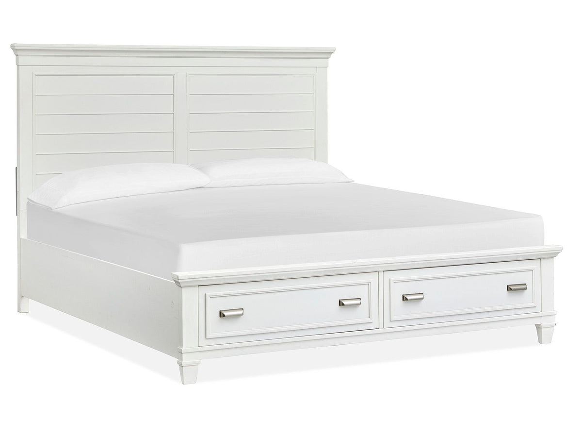 Charleston - King Panel Bed Storage Footboard - White Dove