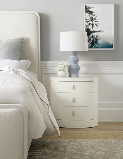 Serenity - Wavecrest Oval Nightstand - White