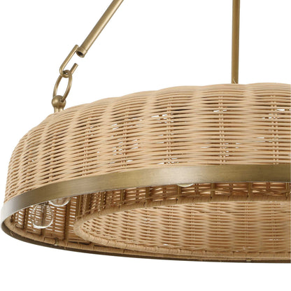 Ladakh - 9 Light Round Wicker Pendant - Gold