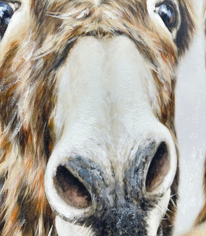 Barnyard Buddies - 30 X 44 - Hand-Embellished Canvas In Frame - Gray, Brown, Cream