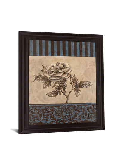 Blue Tranquility Bloom - 28" x 34" Framed Wall Art - Beige