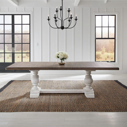 River Place - Trestle Table Top - Riverstone White & Tobacco