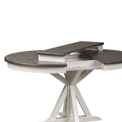 Allyson Park - Single Pedestal Table Top - Wirebrushed White / Charcoal