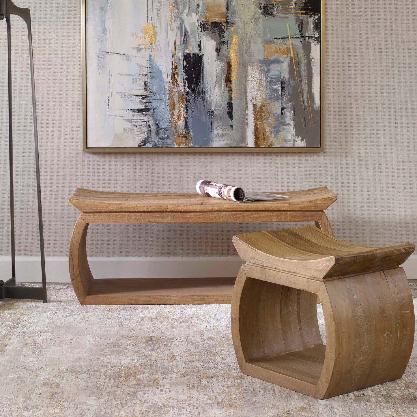 Connor - Elm Accent Stool - Light Brown