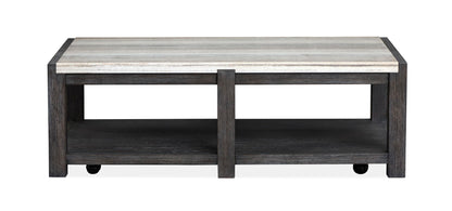 Plum Creek - Rectangular Cocktail Table With Casters - Ravenwood Black