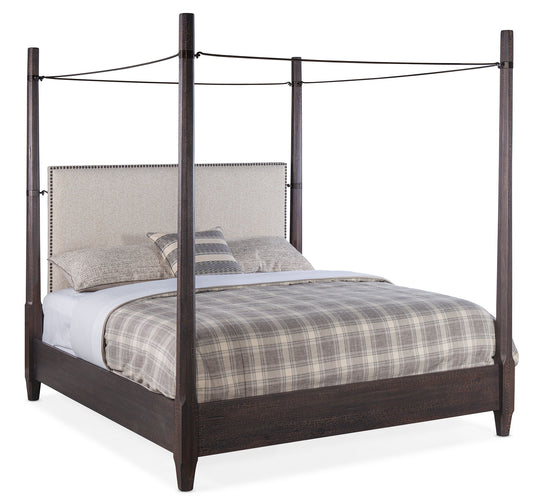 Big Sky - California King Poster Bed With Canopy - Black / Dark Brown