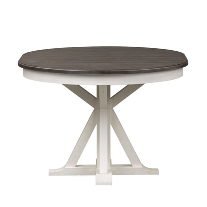 Allyson Park - Single Pedestal Table Top - Wirebrushed White / Charcoal