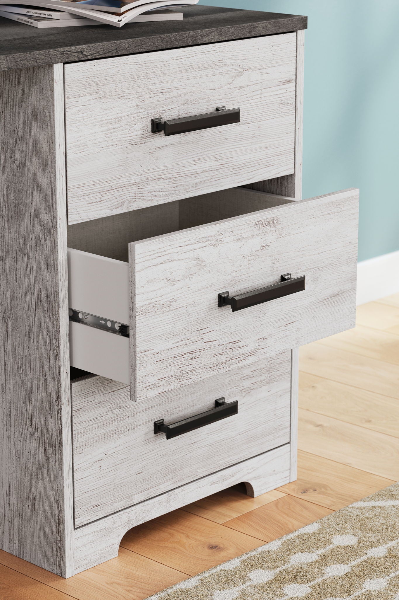 Shawburn - Home Office Desk - White / Dark Charcoal Gray