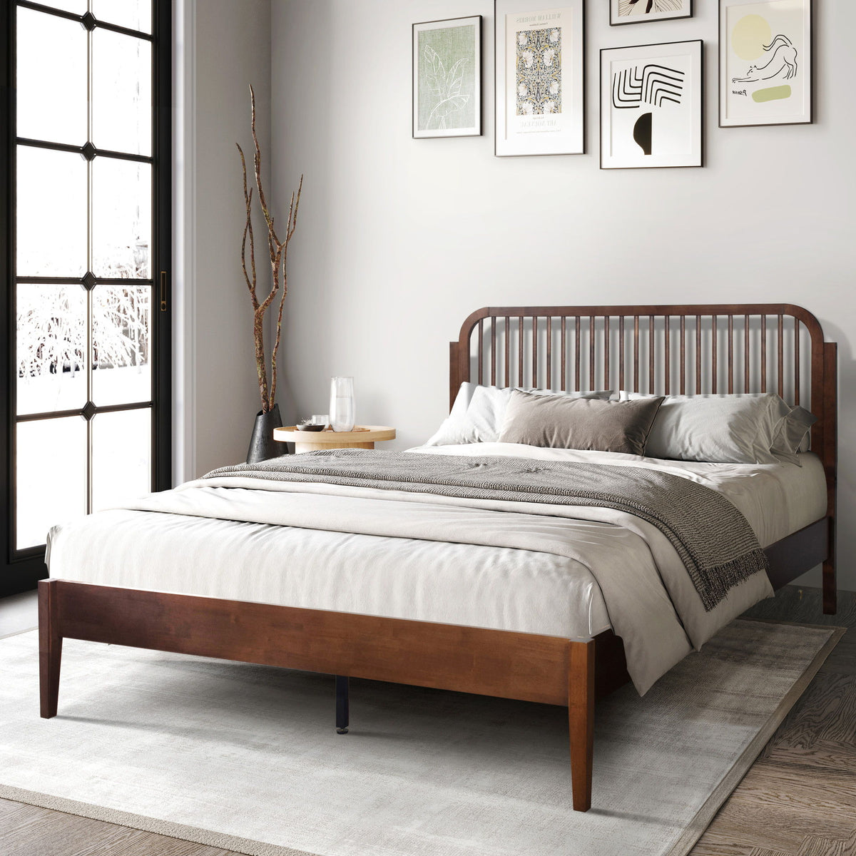 Soma - 5/0 Queen Solid Wood Spindle Headboard - Walnut