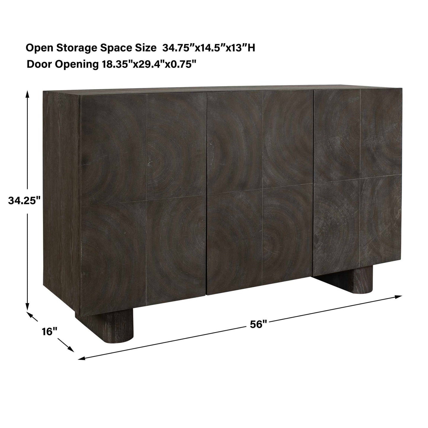 Phineas - 3 Door Modern Cabinet - Woodtone