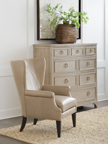 Barclay Butera Upholstery - Newton Leather Wing Chair - Beige