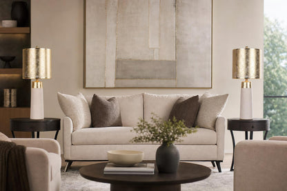 "Luxe Radiance" Ceramic Table Lamp (Set of 2) - Off White / Gold
