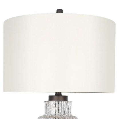 Lumina Ripple Ribbed Glass & Metal Table Lamp (Set of 2) - Clear Glass With Gold Flecks / Oil Bronze