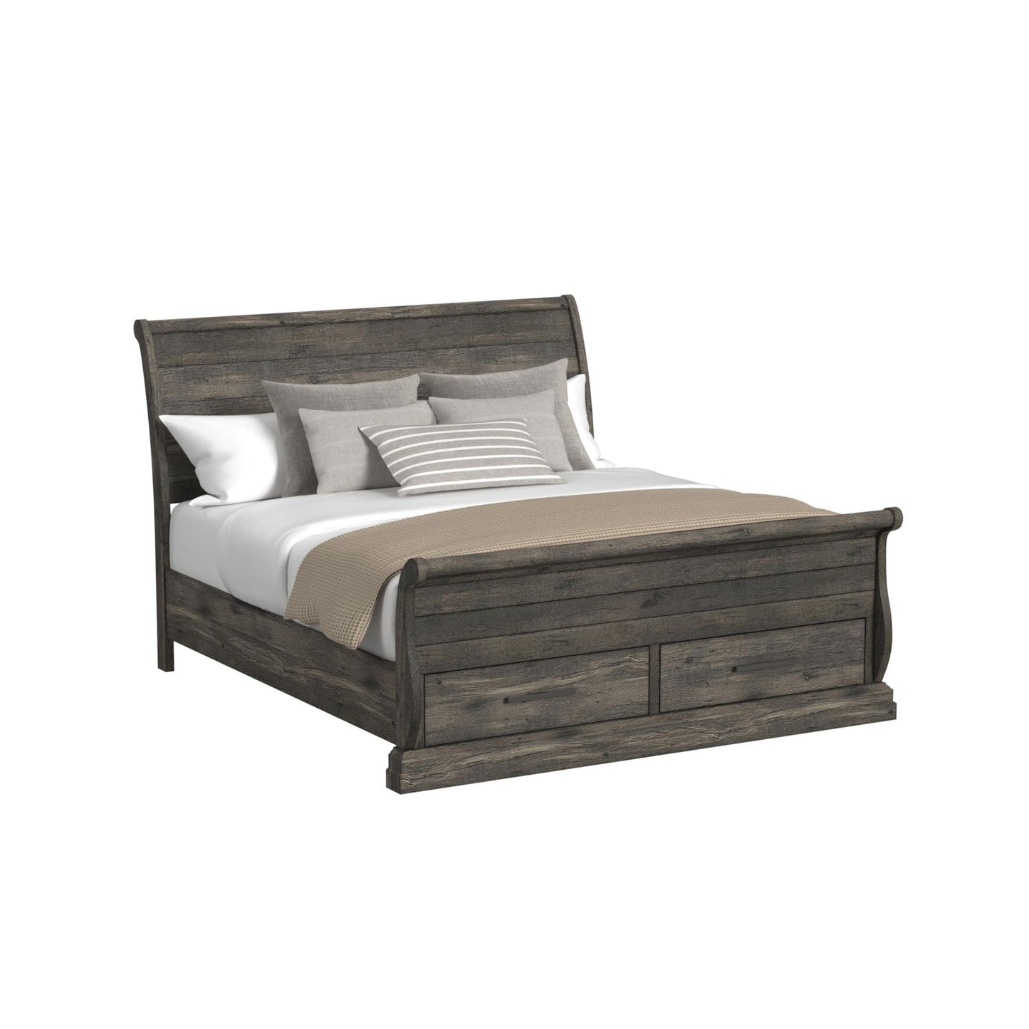 Park Ridge - King Sleigh Storage Footboard With Slats - Charcoal