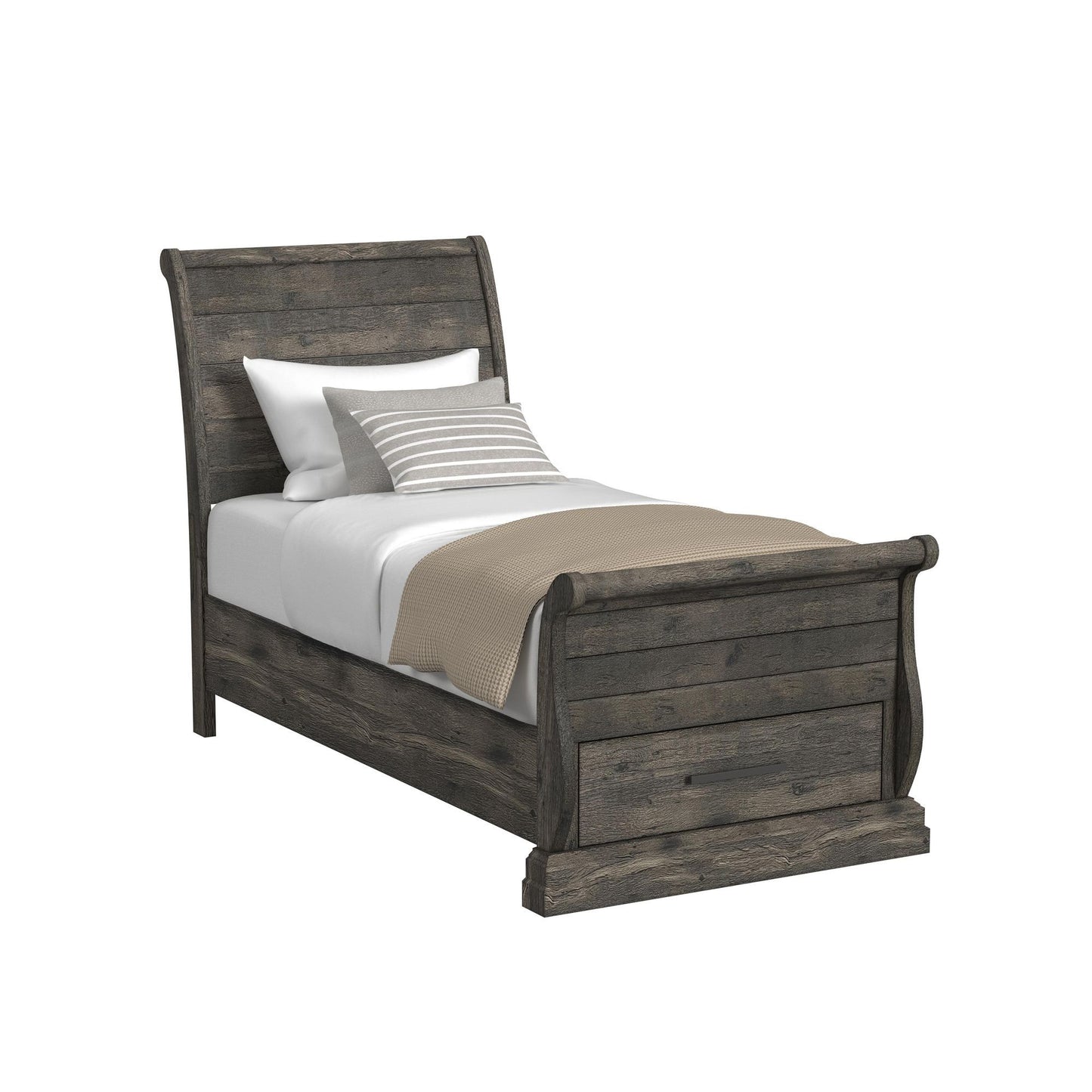 Park Ridge - Twin Sleigh Storage Footboard With Slats - Charcoal
