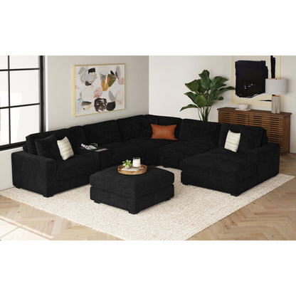 Arizona - Modular RHF Chaise With 1 Pillow 20" - Steno Black