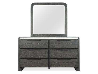 Keaton - Double Drawer Dresser With Portrait Mirror - Black