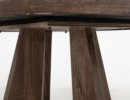 Natural Teca - Cross Table Base - Quartersawn Oak / Marooned Brown