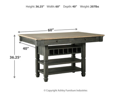 Tyler Creek - Rectangular Dining Room Counter Table - Black / Gray