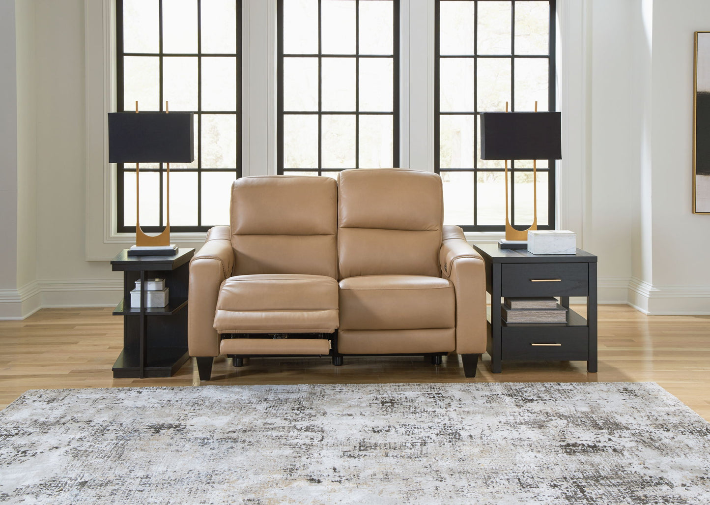 Mosswell - Power Reclining Loveseat With Adj Headrest - Toffee