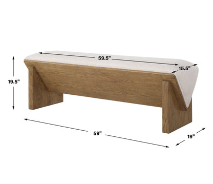 Wedged - Ivory Fabric Bench