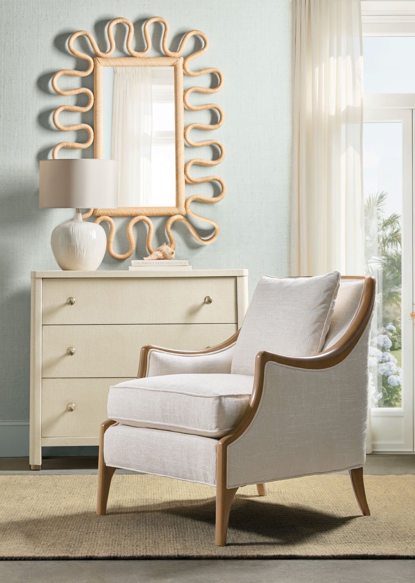 Archives - Raffia Three-Drawer Chest - Beige