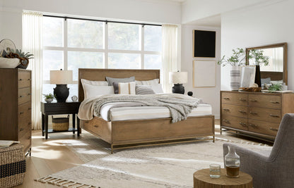 Lindon - Complete Panel Bed With Storage Rails - Belgian Wheat