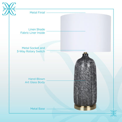 Midnight Weave Art Glass & Metal Table Lamp (Set of 2) - Midnight Weave Art Glass