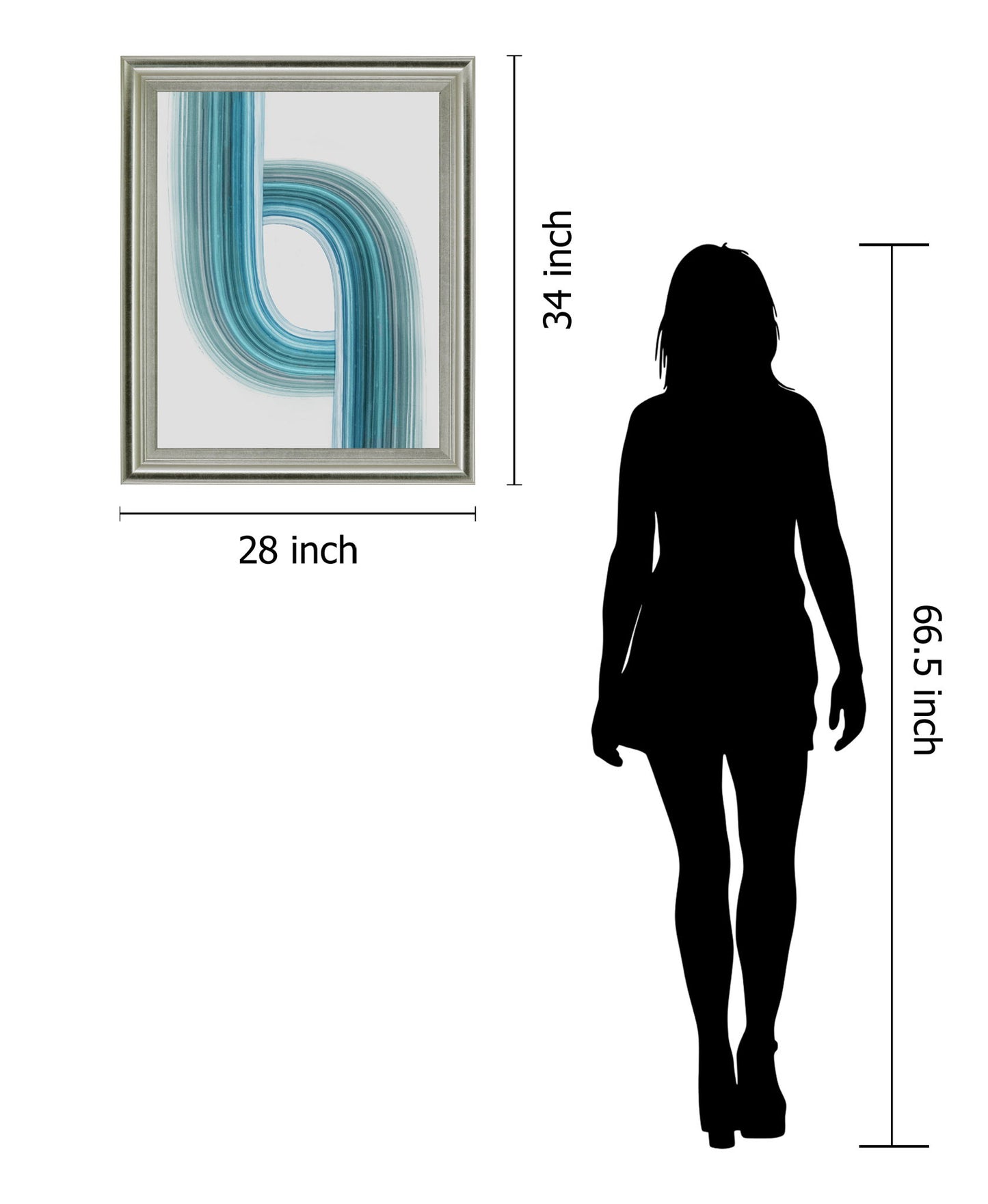 Aqua Ribbon - 28" x 34" Framed Wall Art - Light Blue