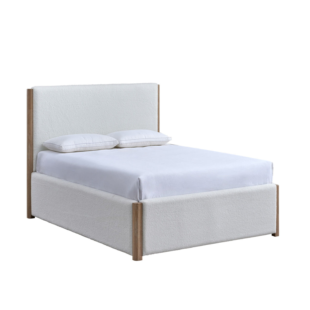 Anika - 5/0 Queen Upholstered Footboard & Slats - White / Natural