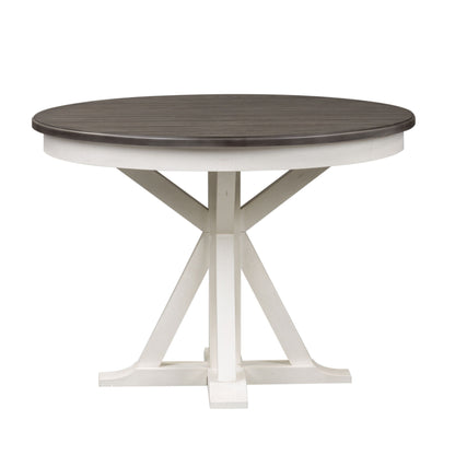 Allyson Park - Single Pedestal Table Base - Wirebrushed White / Charcoal