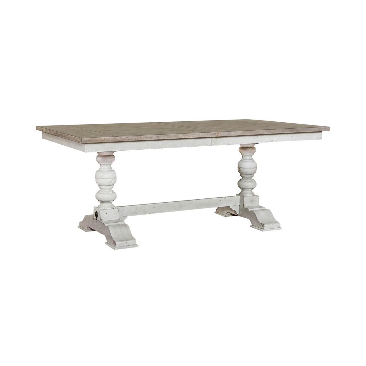 Whitney - Trestle Table Base - Antique Linen / Weathered Gray