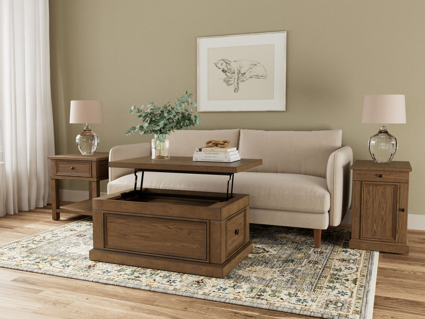 Hamilton - Lift-Top Trunk Cocktail Table - English Oak