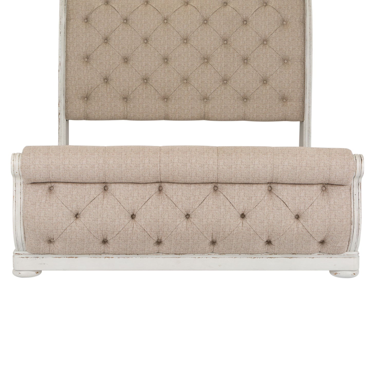 Abbey Park - Queen Upholstered Sleigh Footboard - Antique White