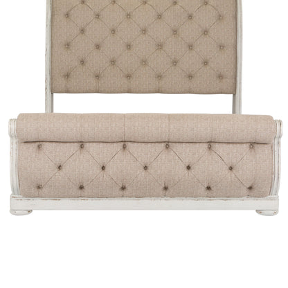 Abbey Park - Queen Upholstered Sleigh Footboard - Antique White