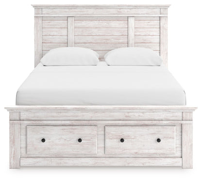 Makidern - Panel Storage Bed With Under Bed Storage Unit And Storage Footboard