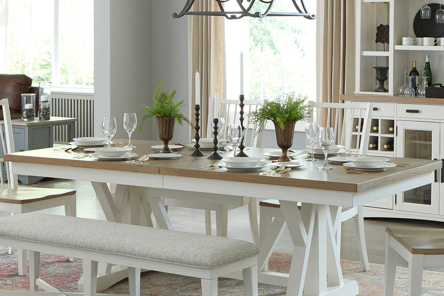 Americana Modern Dining - Trestle Top Extendable Dining Table - Cotton