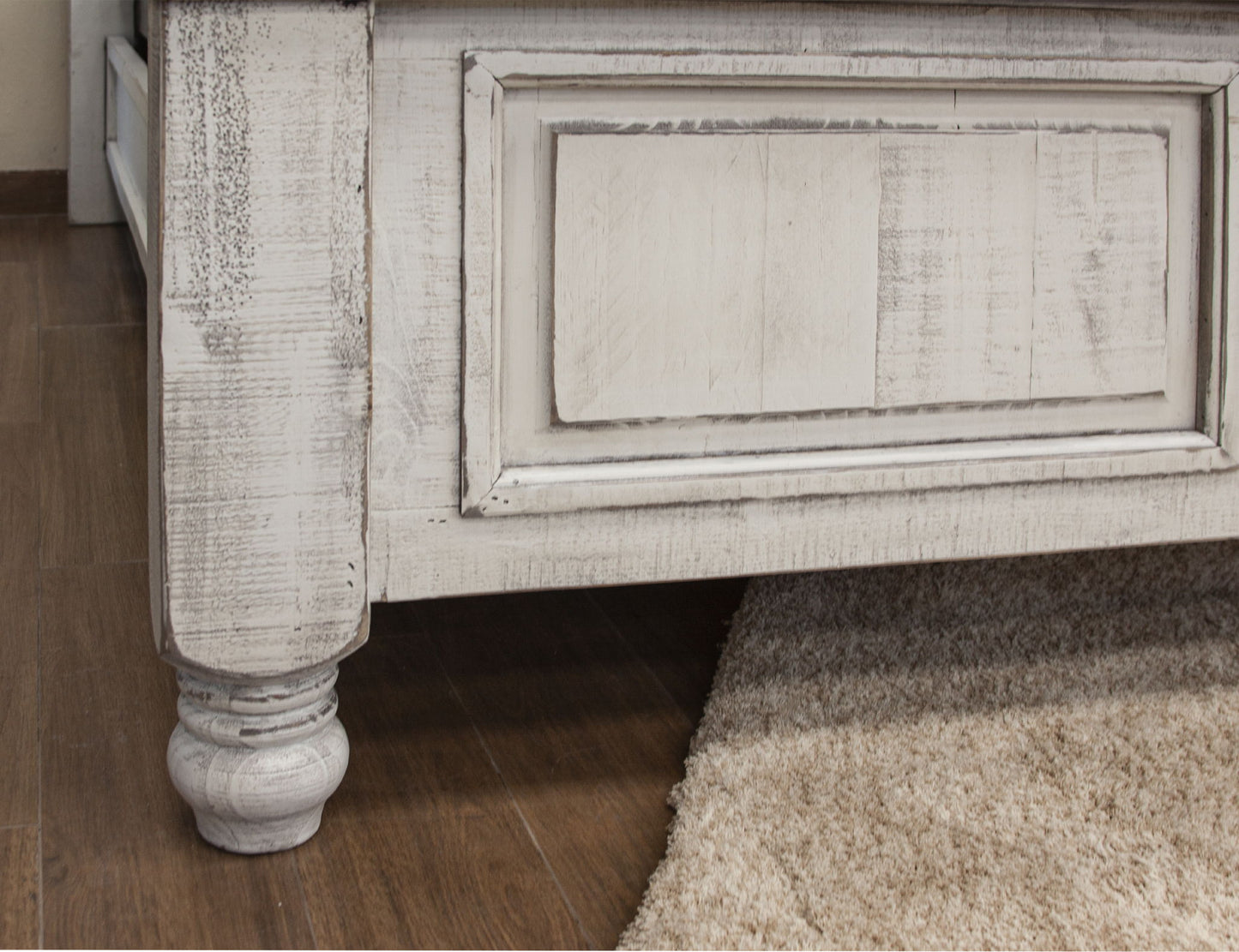 Stone - Queen Footboard & Rails - Antiqued Ivory / Weathered Gray