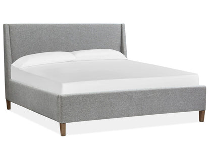 Lindon - King Island Bed Gray Upholstered Footboard - Belgian Wheat