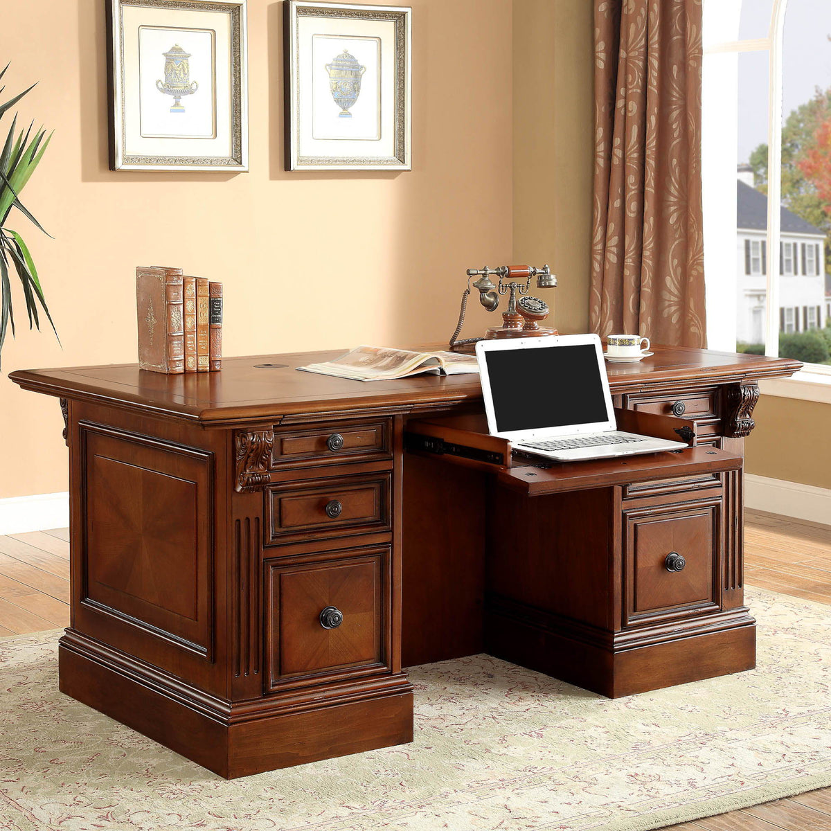 Huntington - Executive Left Desk Pedestal - Antique Vintage Pecan
