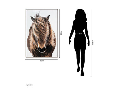 Untamed Forelock - 32 X 48 - Hand-Embellished Canvas In Frame - Brown